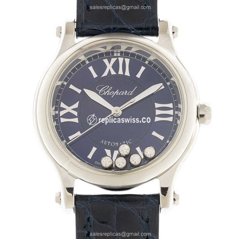 Chopard Happy Sport Replica - Automatic - Steel Case - Blue Dial - Blue Alligator Strap